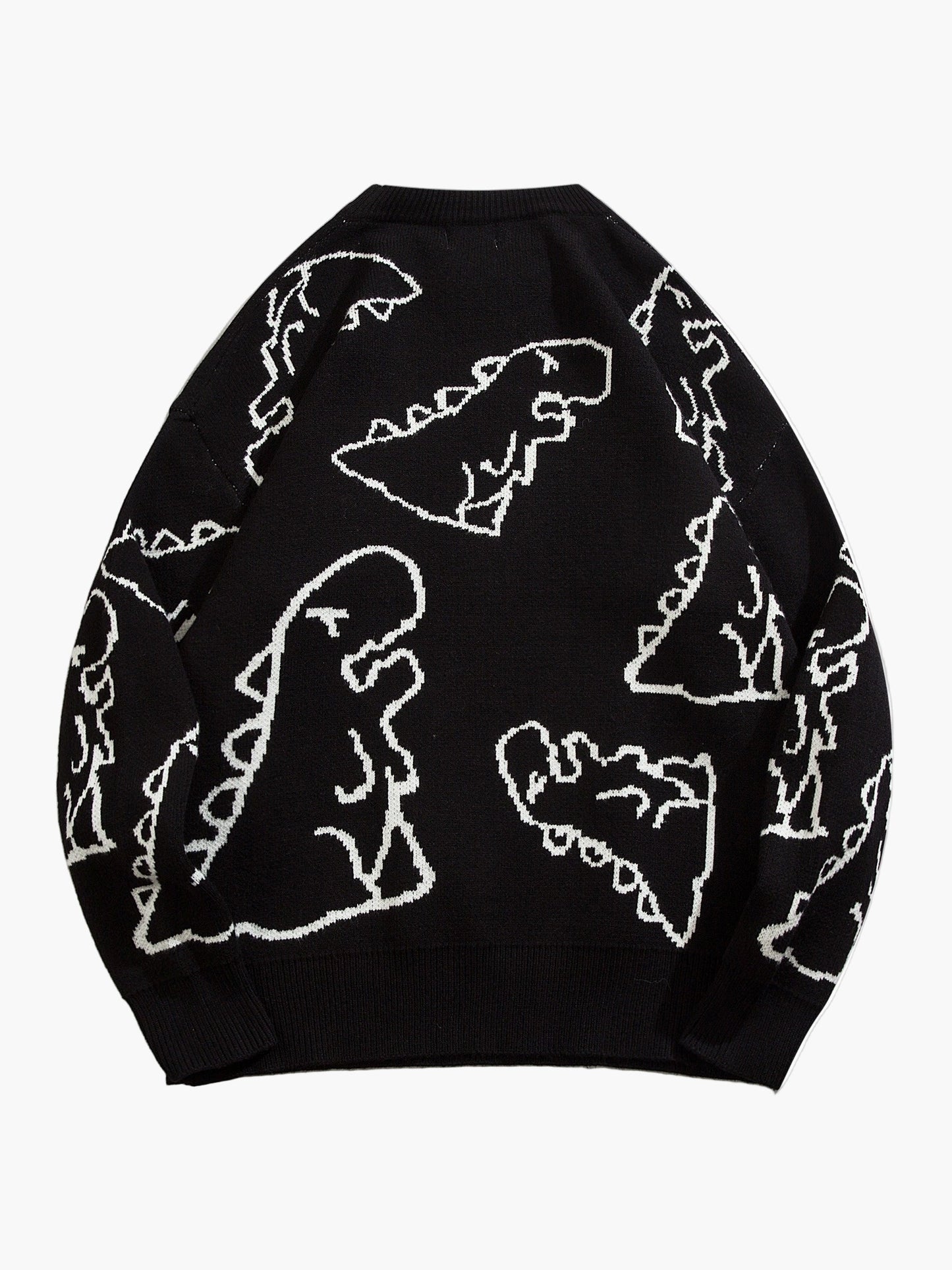 Herren Cartoon Dinosaurier Pullover – Lässiger Strickpullover für Herbst & Winter