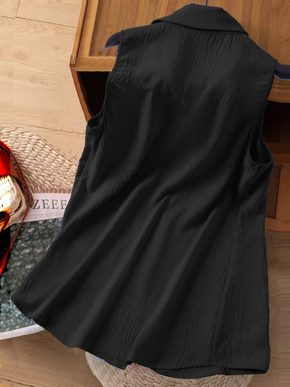 Damen ärmellose Bluse mit Stickerei – Eleganter Freizeitstil für Büro & Alltag