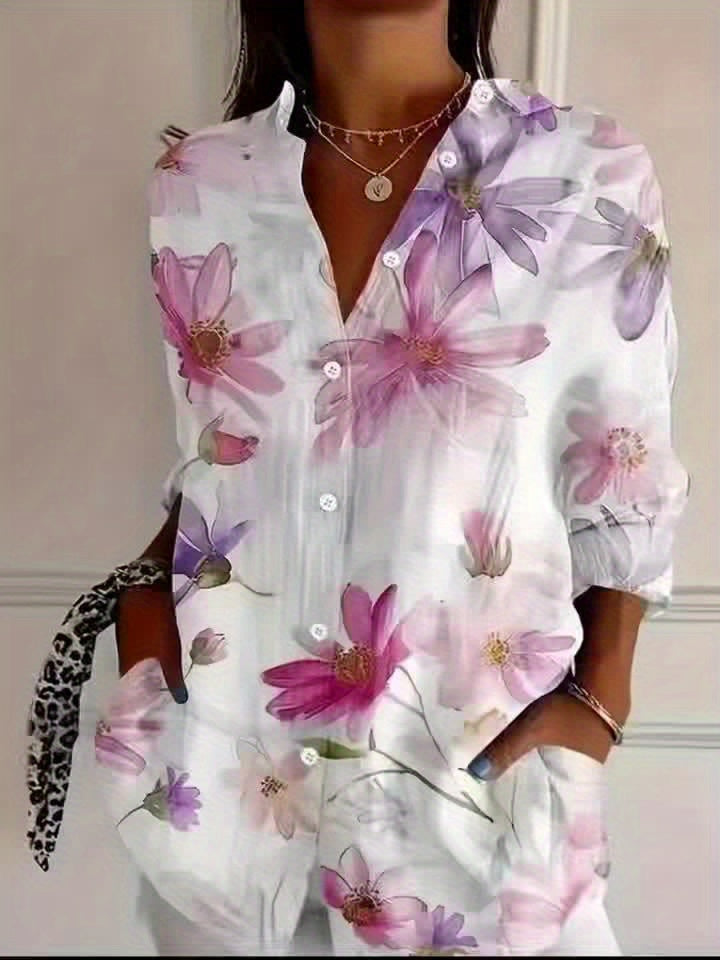Damen Blusenshirt mit Blumenmuster – Elegante Freizeitmode für Frühling und Sommer