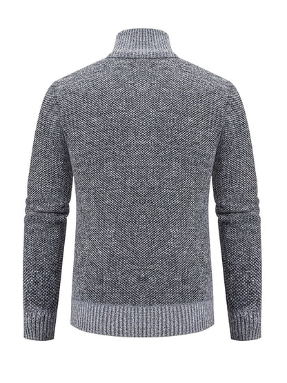 Herren Strickjacke Reißverschluss Stehkragen Geometrisches Muster Warm