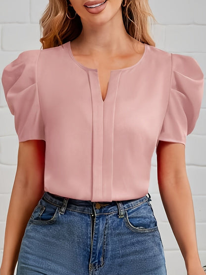 Damen Bluse mit Puffärmeln und modernem Schnitt – Elegant für Büro und Freizeit