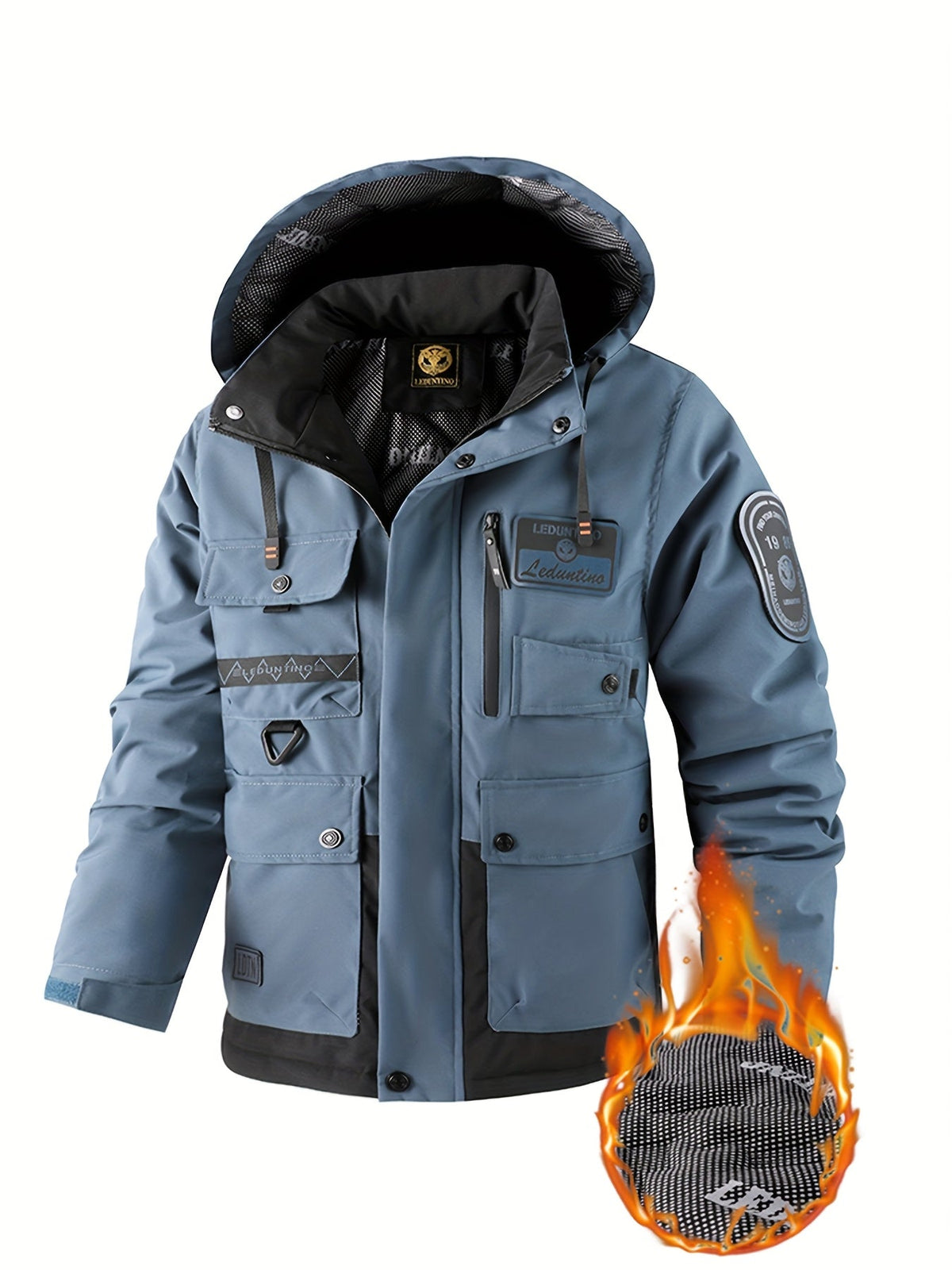 Unisex Winterjacke mit Kapuze Mehrere Taschen wasserabweisend