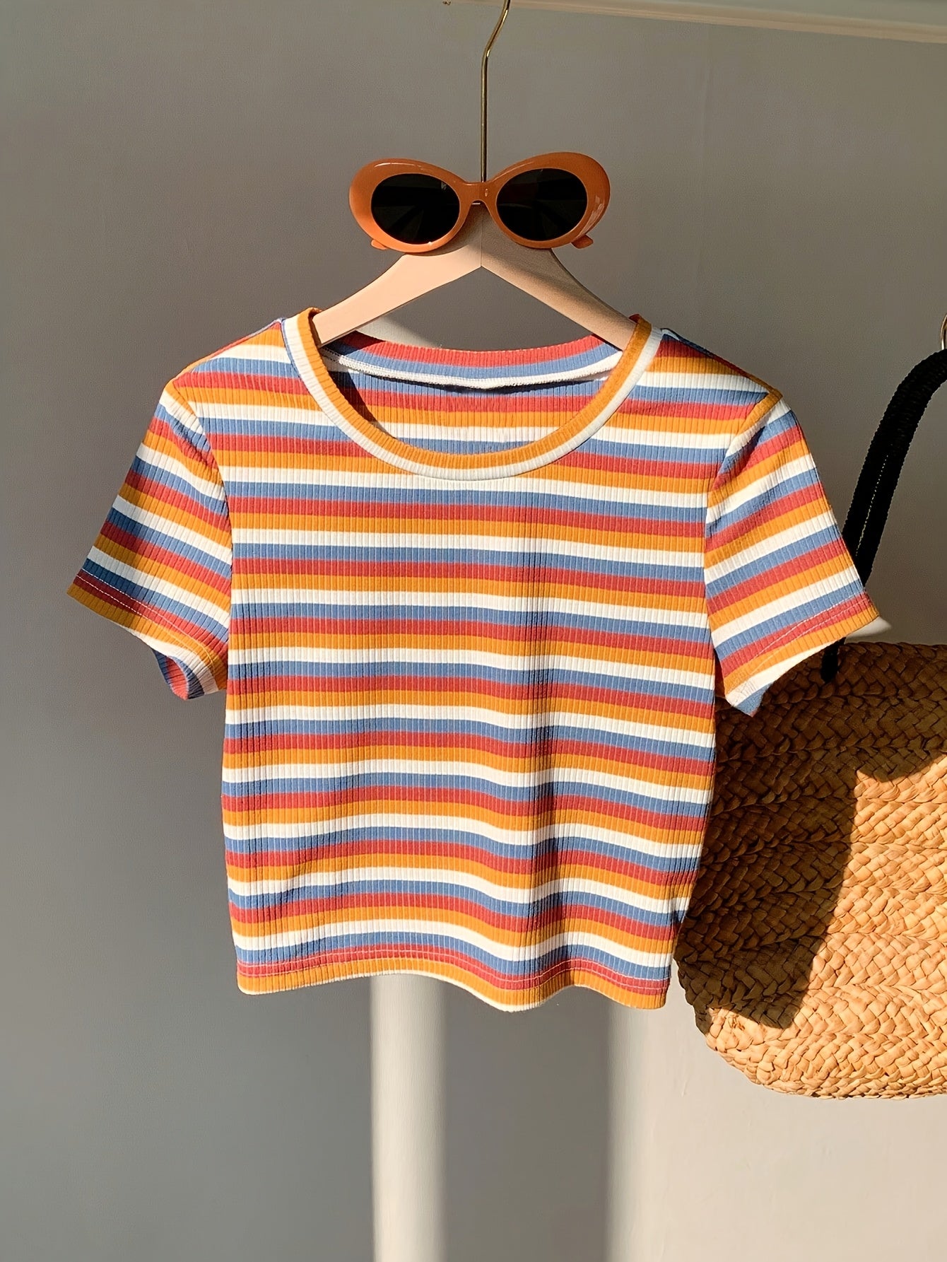 Damen Kurzarm Streifen T-Shirt – Retro Style für Alltag & Freizeit