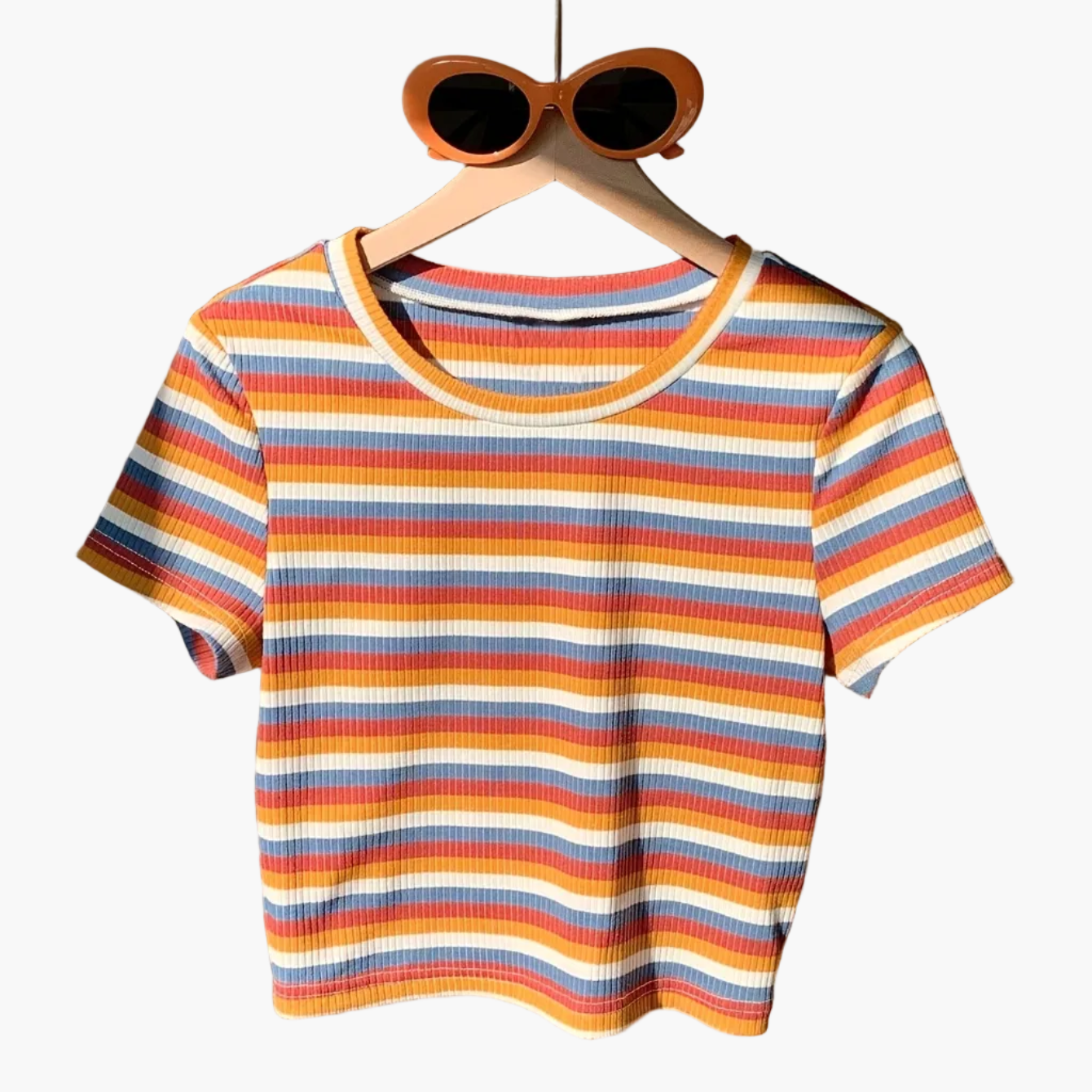 Damen Kurzarm Streifen T-Shirt – Retro Style für Alltag & Freizeit
