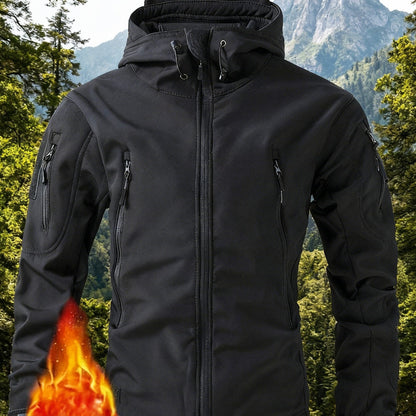 Herren Outdoor Jacke mit Kapuze Softshell Winterjacke Mehrere Taschen