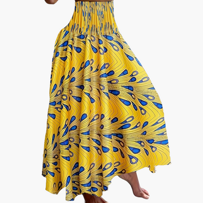 Damen Maxirock mit tropischem Print – Eleganter Boho-Stil für Sommer und Urlaub