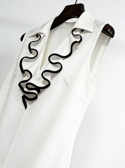 Damen Bluse ärmellos mit Rüschen-Design für Büro und elegante Anlässe