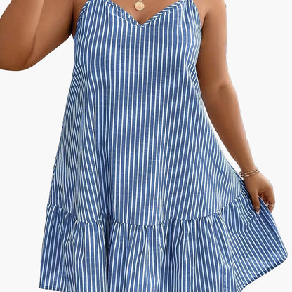 Damen Sommerkleid mit Streifen und V-Ausschnitt – Lässiger Freizeit-Look