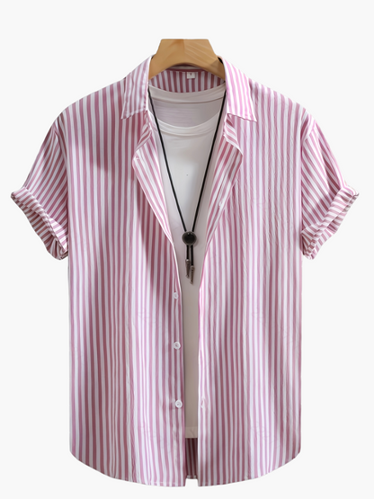 Herren Kurzarm Streifenhemd – Lockeres Sommer Freizeitshirt mit Modernem Look