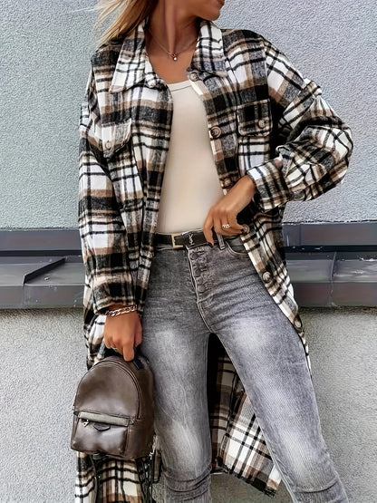 Damen Freizeit Karo Hemdjacke im Oversized Look – Perfekt für den Alltag