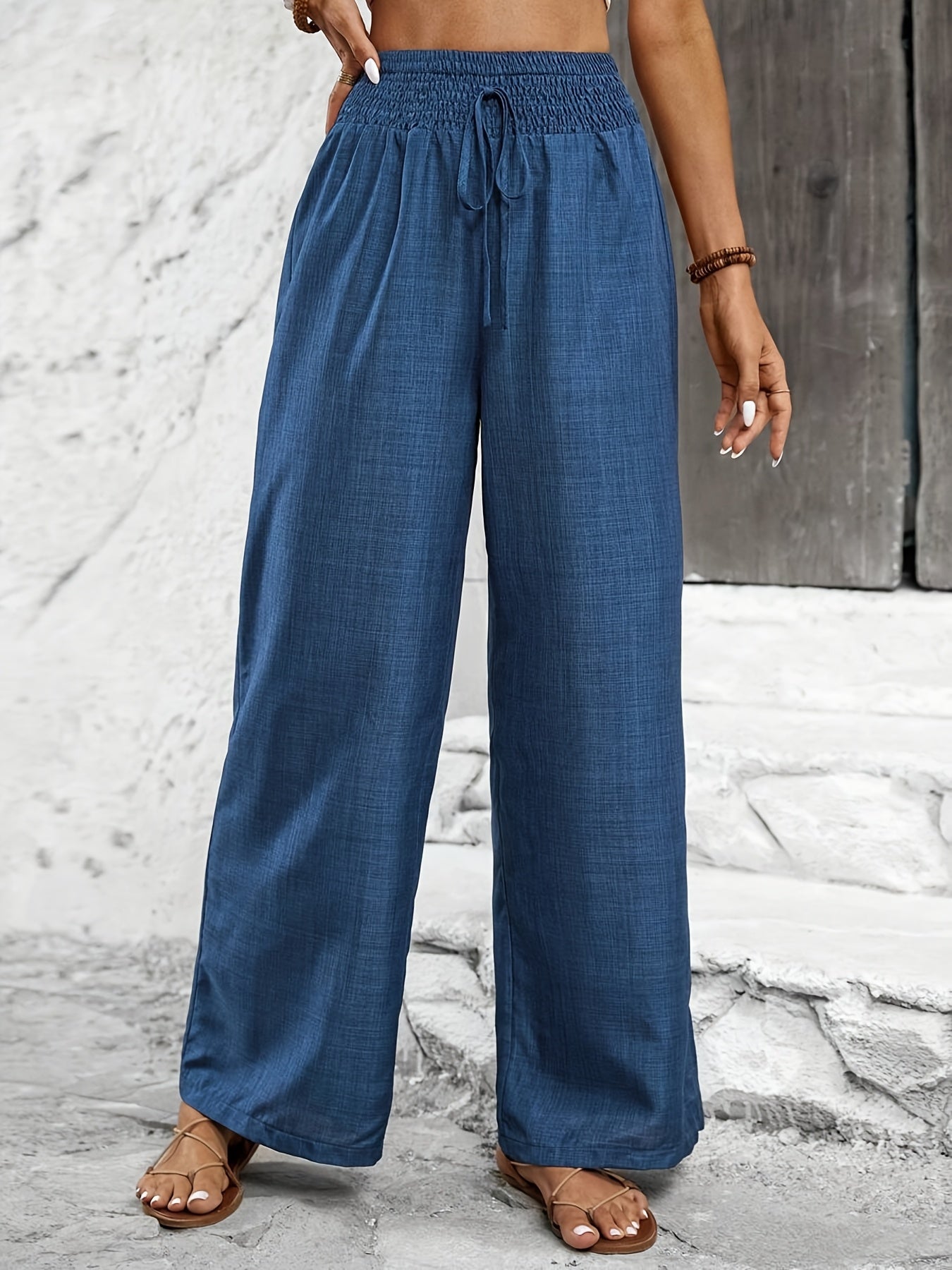 Damen Weite Freizeithose mit Elastikbund – Eleganter Stil für Alltag und Urlaub