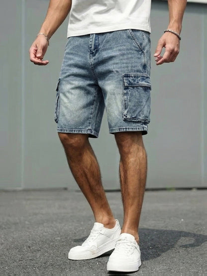 Herren Cargo Denim Shorts – Lässige Jeansshorts mit Taschen, Alltag & Freizeit