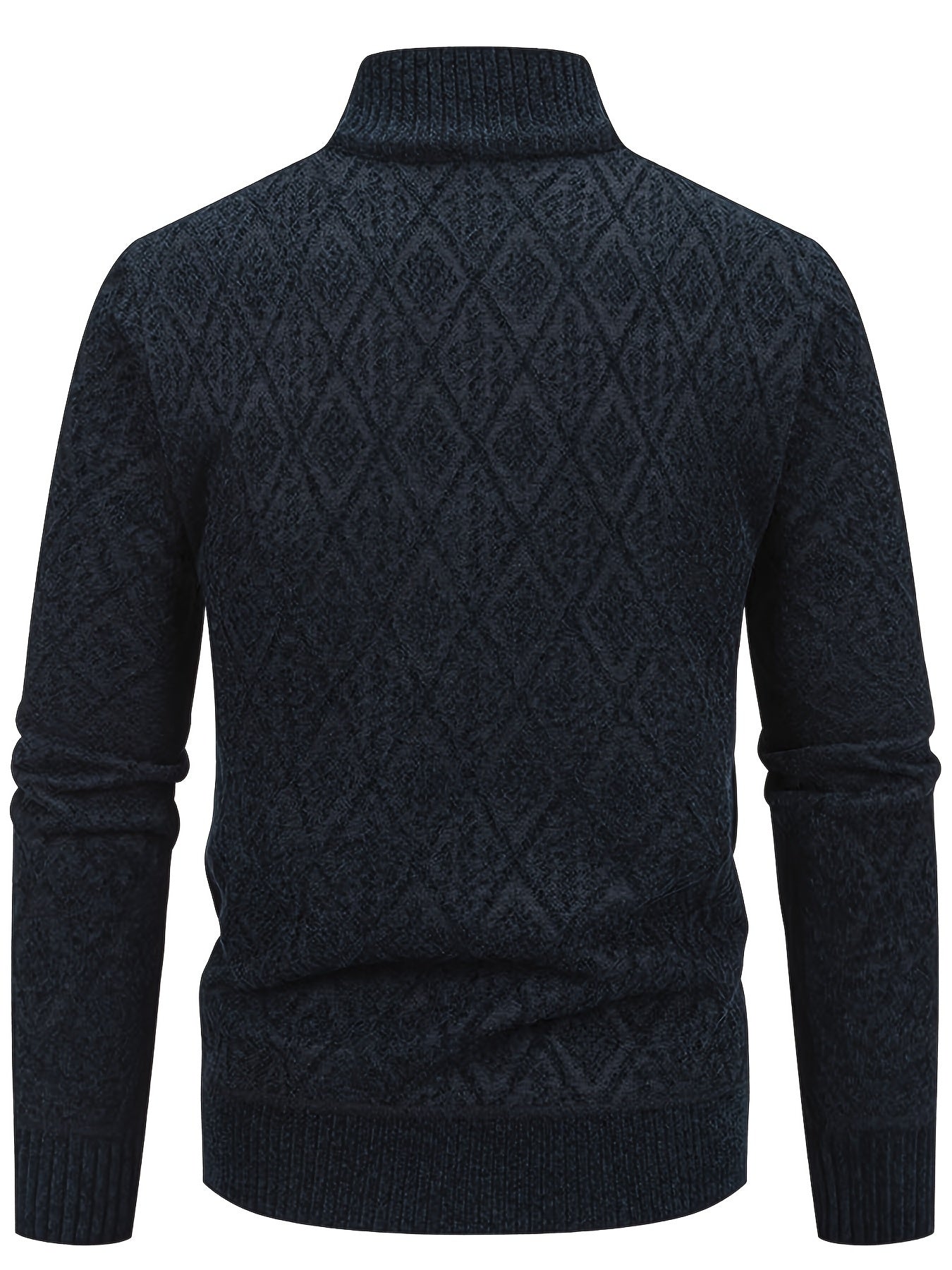 Herren Strickjacke Rautenmuster Stehkragen Reißverschluss Feinstrick Casual