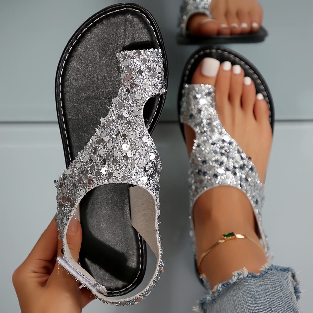 Damen Sandalen Sommer Bequem Offener Zeh Freizeit Minimalistischer Stil