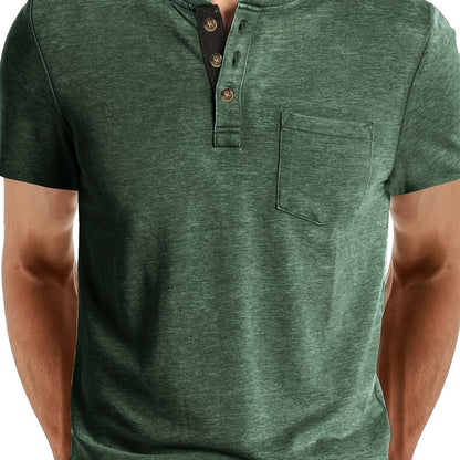 Herren Henley T-Shirt mit Knopfleiste und Brusttasche – Freizeitstil für Alltag und Wochenende