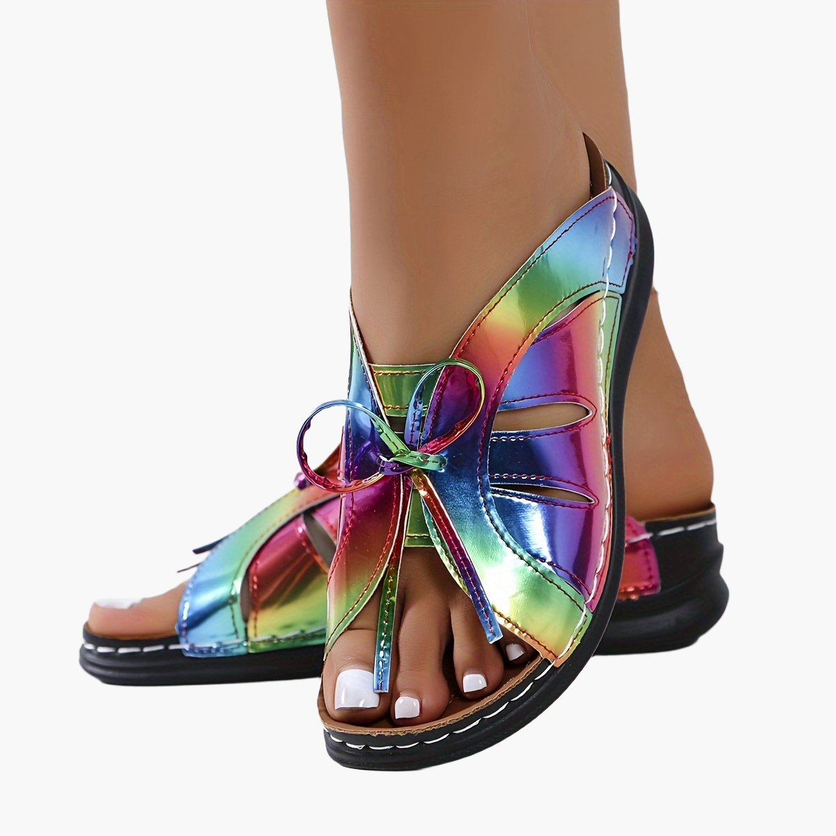 Damen Komfort-Sandalen mit Schleife – Bequeme Sommerschuhe für Alltag und Freizeit
