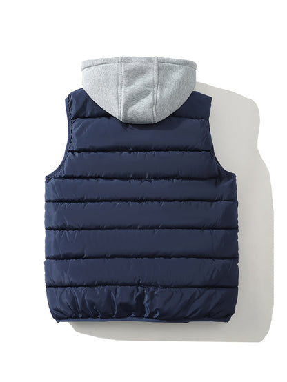 Steppweste mit Kapuze Herren/Unisex Gepolsterte Outdoor Weste Reißverschluss