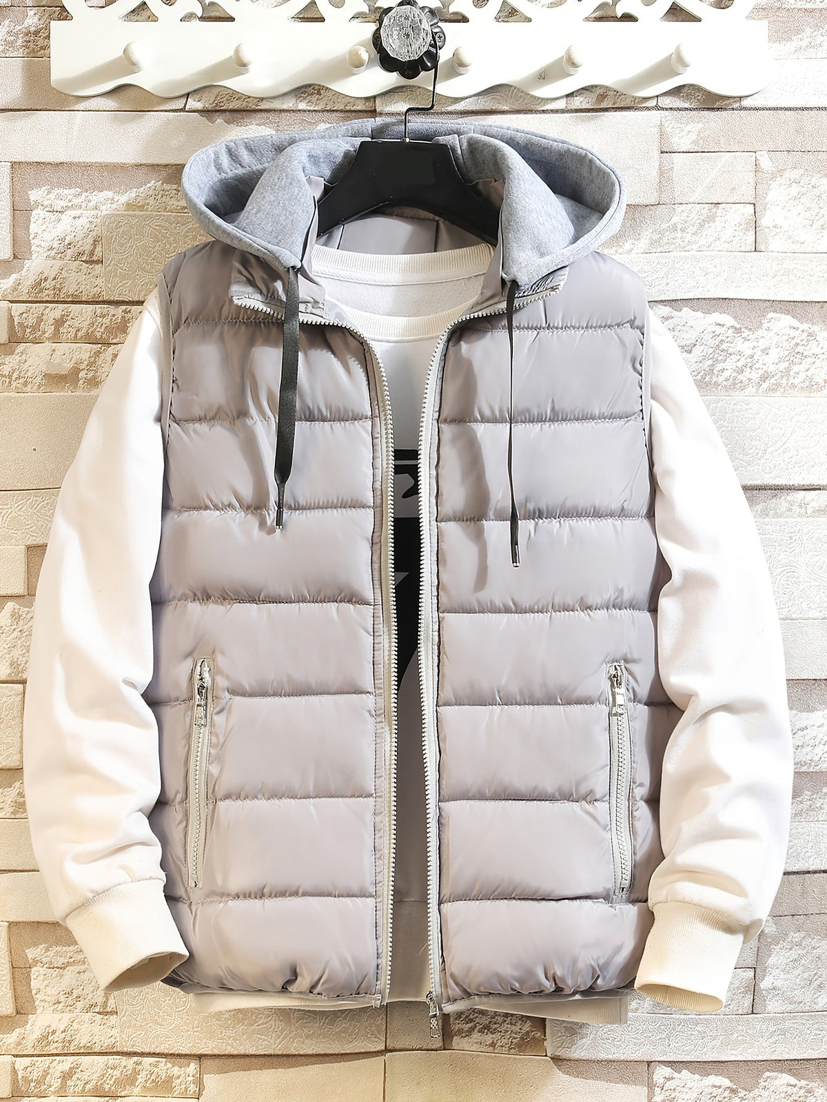 Steppweste mit Kapuze Herren/Unisex Gepolsterte Outdoor Weste Reißverschluss