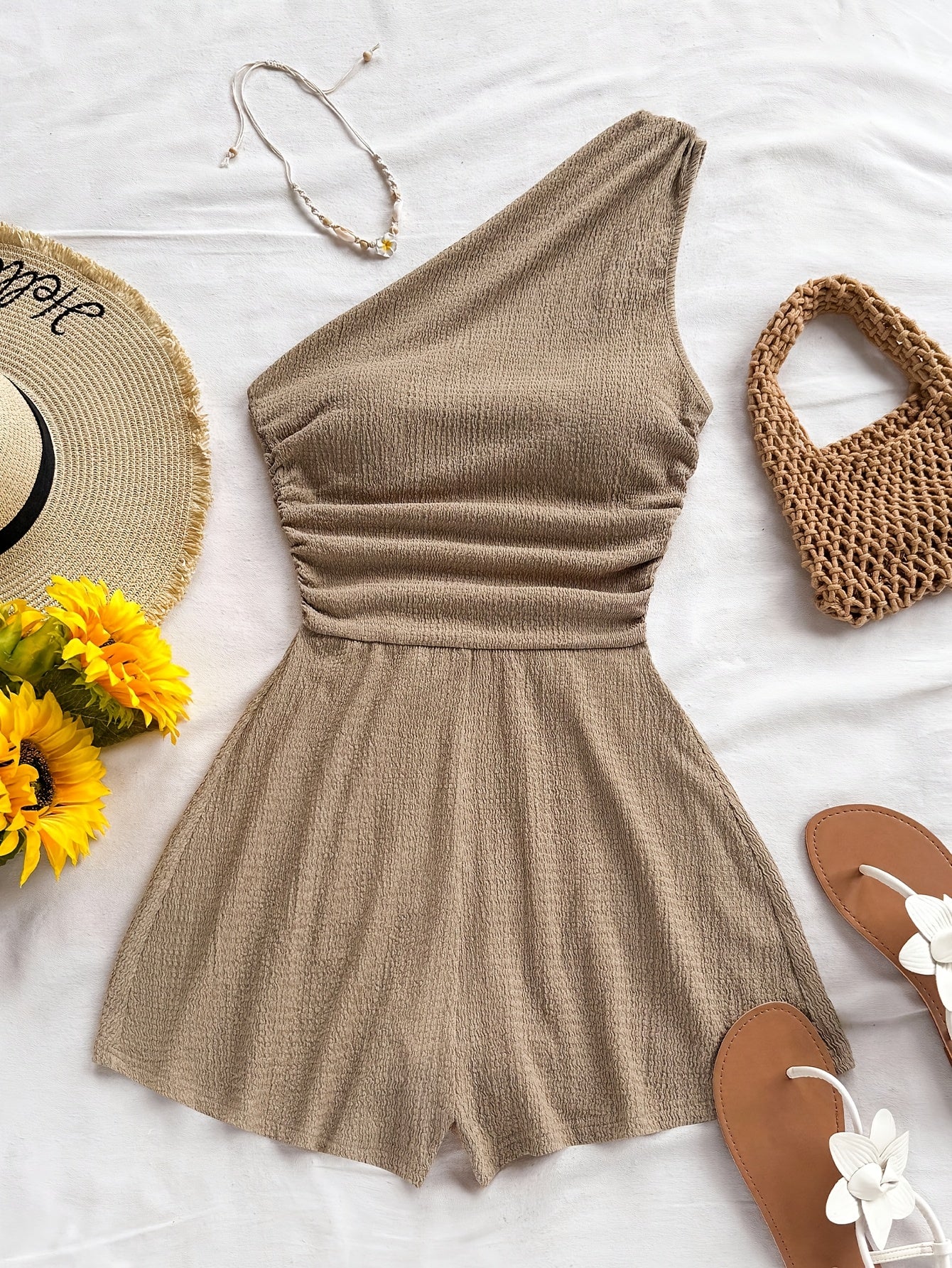 Damen Ein-Schulter-Jumpsuit für den Sommer – Modischer Freizeit Overall, Asymmetrischer Schnitt, Perfekt für Urlaub und Alltag