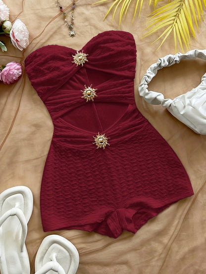Damen Vintage Badeanzug mit Leopardenmuster und Cut-Outs – Retro Einteiler für Strand & Pool