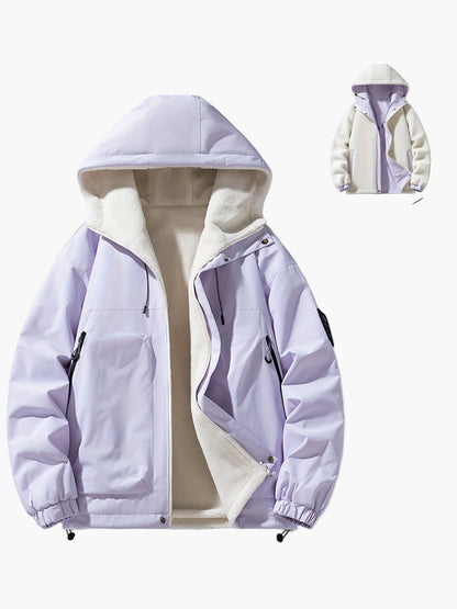 Herren Kapuzenjacke Casual Streetwear für Herbst und Winter, warm gefüttert, Outdoor