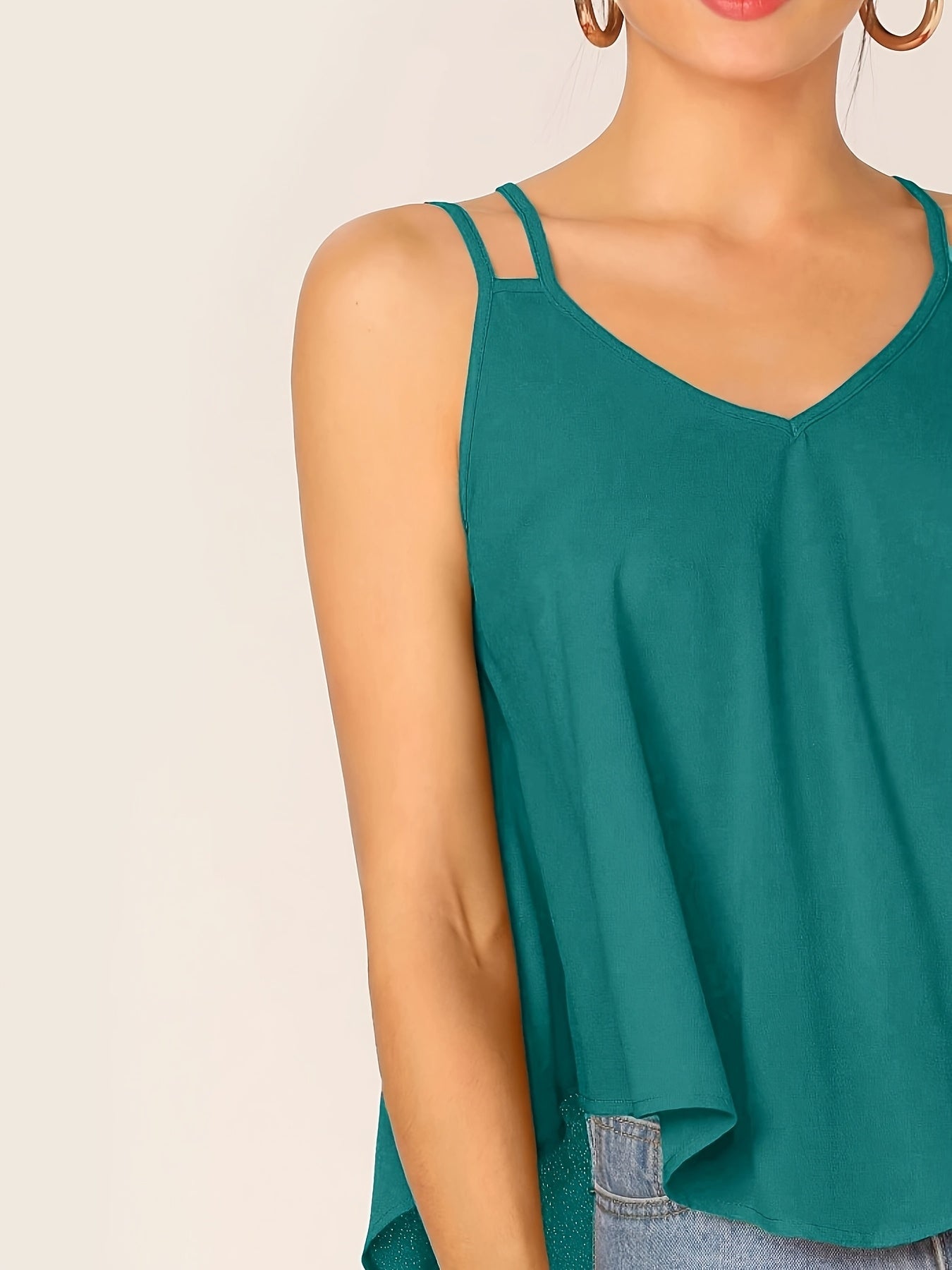 Damen Spaghettiträger Top mit lockerem Schnitt und modernem Design