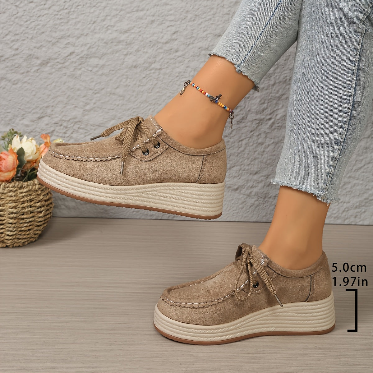 Damen Plateau-Sneaker im Casual-Look – Komfortable Freizeitschuhe mit Schnürung