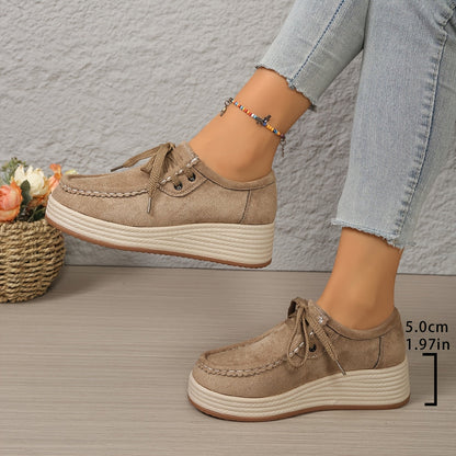 Damen Plateau-Sneaker im Casual-Look – Komfortable Freizeitschuhe mit Schnürung