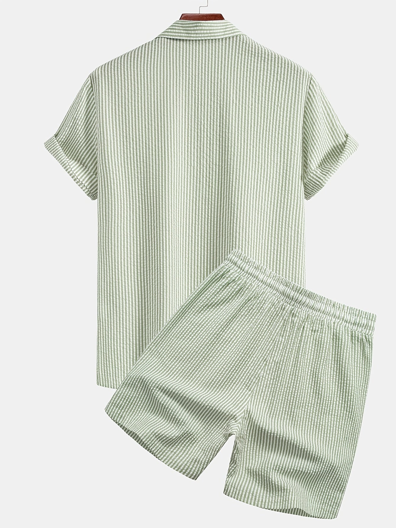 Herren Set Kurzarmhemd und Shorts mit Streifen – Stilvolles Freizeit-Outfit für Strand und Sommer