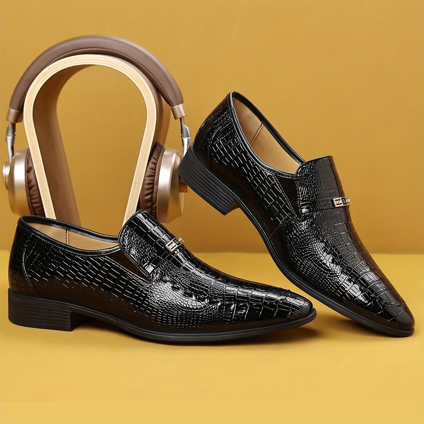 Herren Business Slipper – Elegante Loafer im Krokodilleder-Look für Büro und festliche Anlässe