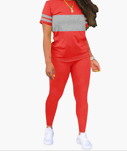 Damen Trainingsanzug Zweiteiler – Sportlich & Freizeit, Bequemes Outfit mit T-Shirt und Leggings