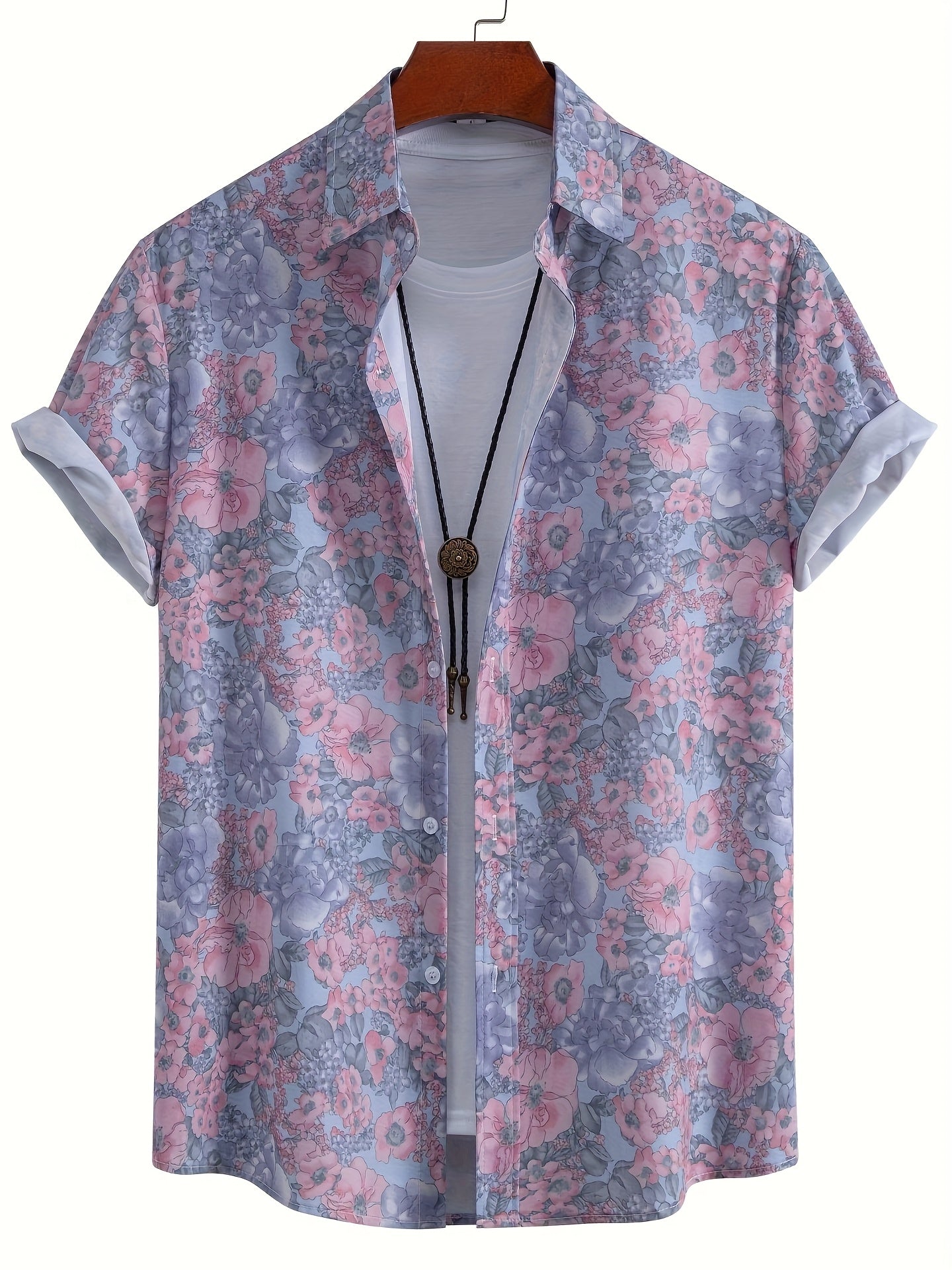 Herren Kurzarm Freizeithemd mit Muschel-Print – Modernes Urlaubshemd für Strand und Sommer