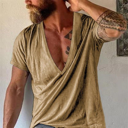 Herren Tief V-Ausschnitt Freizeit T-Shirt Kurzarm – Moderner Look für Alltag & Sommer