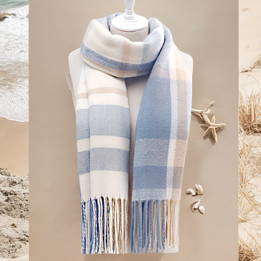 Karierter Schal mit Fransen weich Plaid-Muster