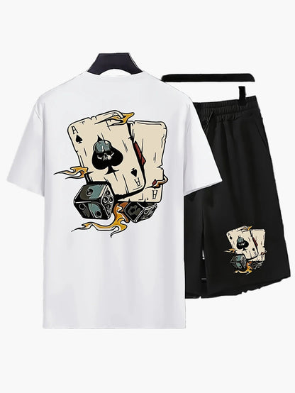 Herren Lounge-Set mit Print T-Shirt und Shorts – Bequemes Freizeit-Outfit für Zuhause und Alltag