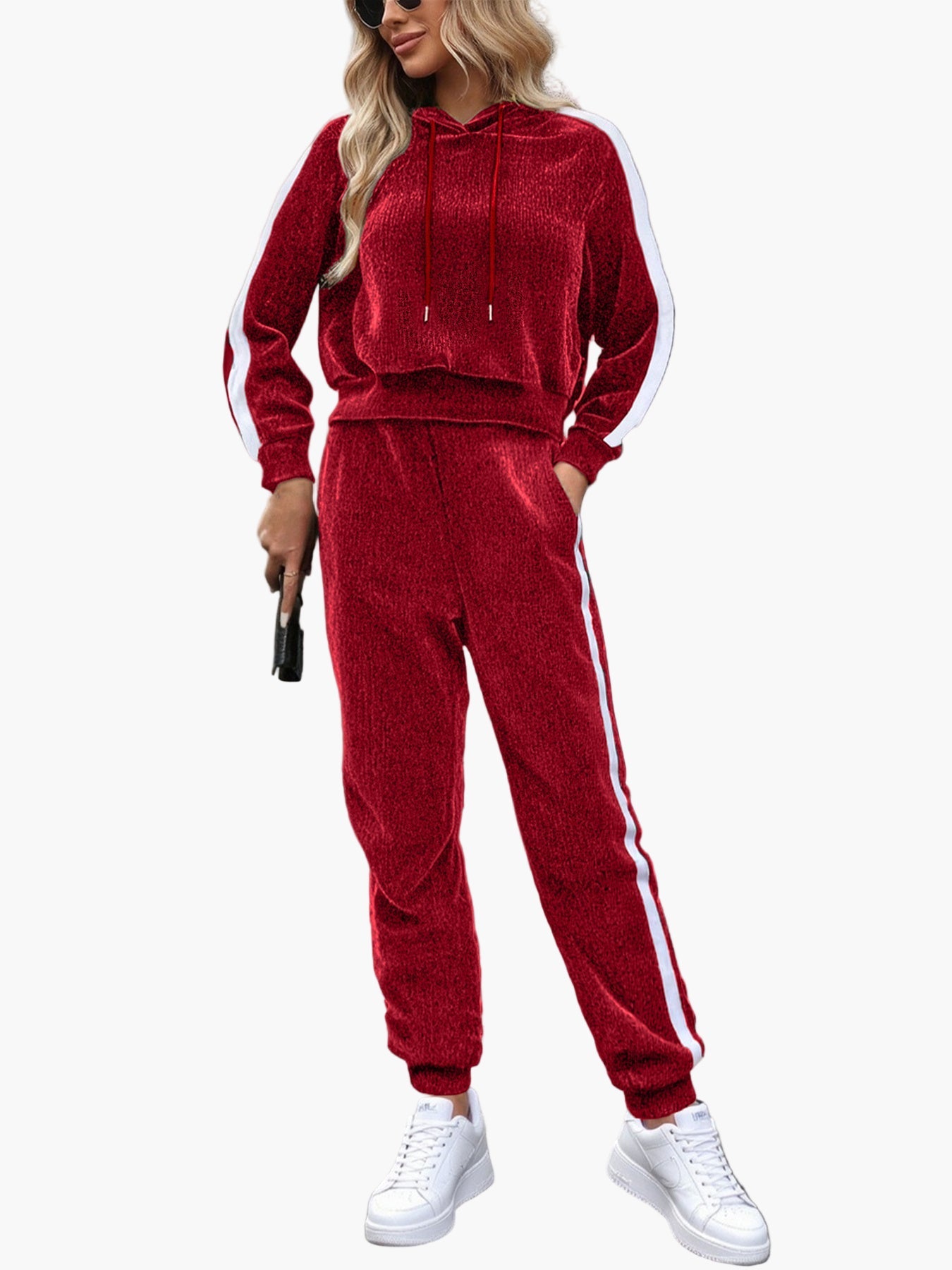 Damen Trainingsanzug Set – Sportlicher Freizeit-Look mit Kapuzenpullover und Jogginghose, ideal für Alltag und Fitness