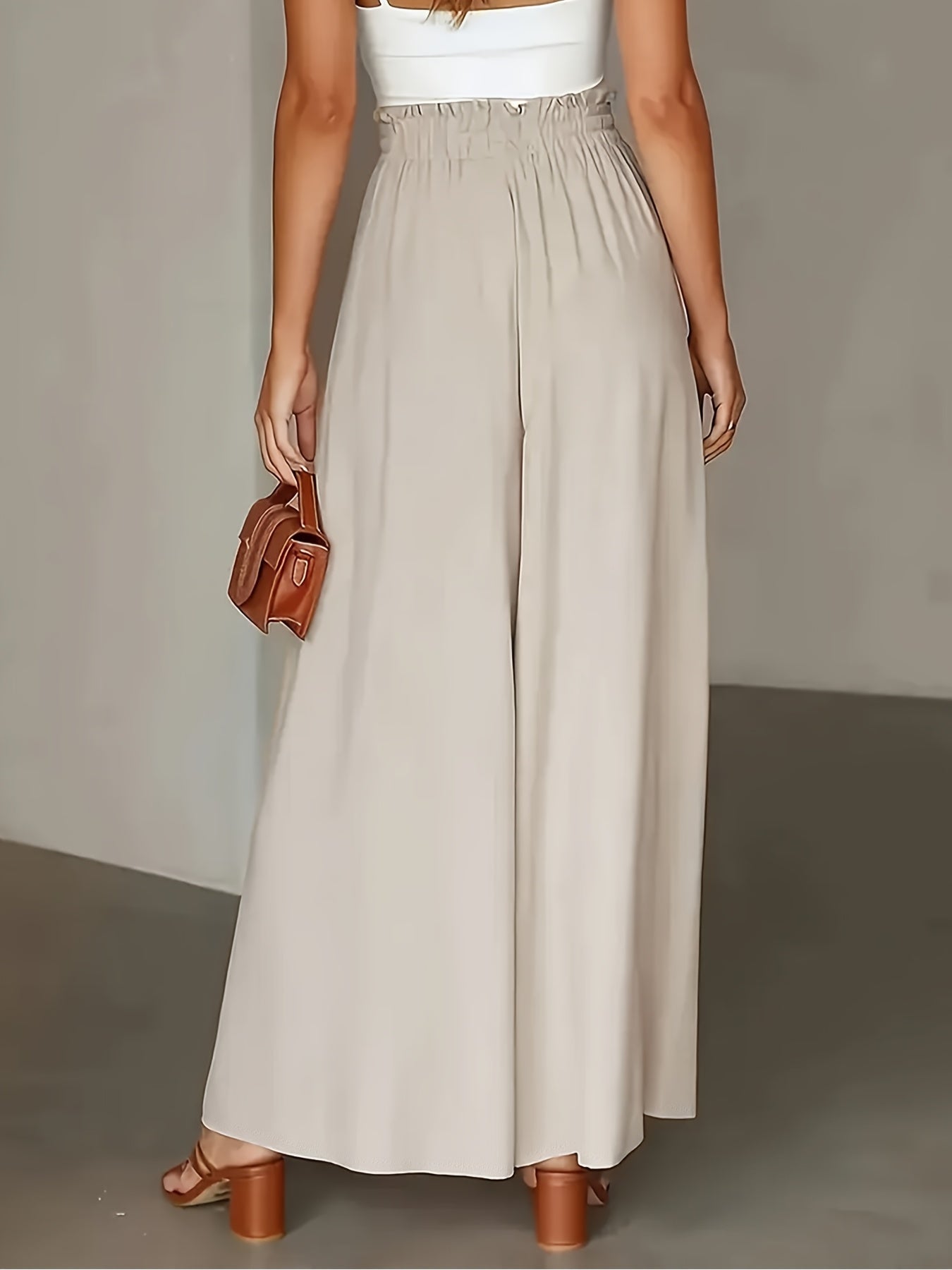 Damen Palazzo-Hose mit weitem Bein und Paperbag-Bund – Eleganter, fließender Stil für besondere Anlässe