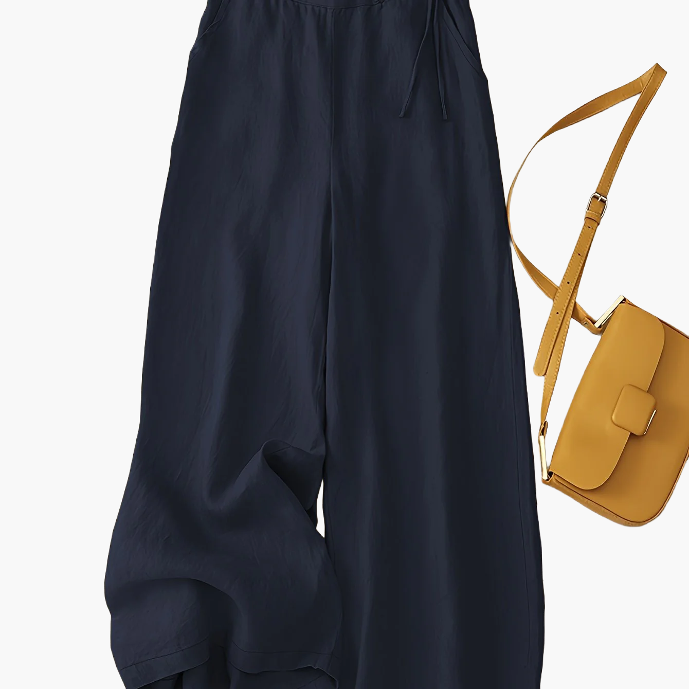 Damen Elegante Weite Freizeithose mit Bindegürtel – Lockerer Business & Alltagsstil