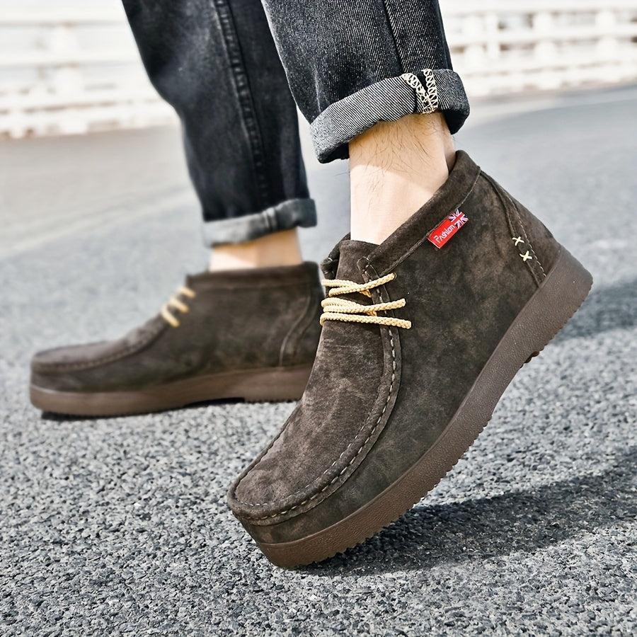 Herren Chukka Stiefel Wildleder-Optik Schnürschuhe Bequeme Stiefeletten Flache Sohle