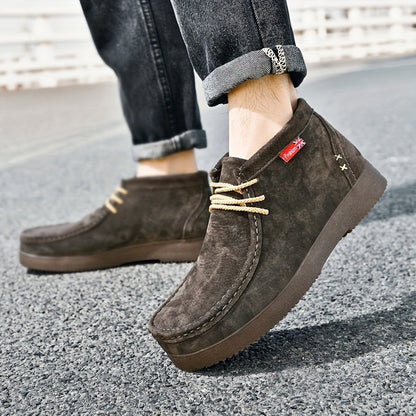 Herren Chukka Stiefel Wildleder-Optik Schnürschuhe Bequeme Stiefeletten Flache Sohle