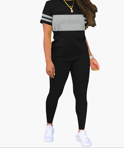 Damen Trainingsanzug Zweiteiler – Sportlich & Freizeit, Bequemes Outfit mit T-Shirt und Leggings