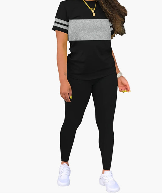 Damen Trainingsanzug Zweiteiler – Sportlich & Freizeit, Bequemes Outfit mit T-Shirt und Leggings