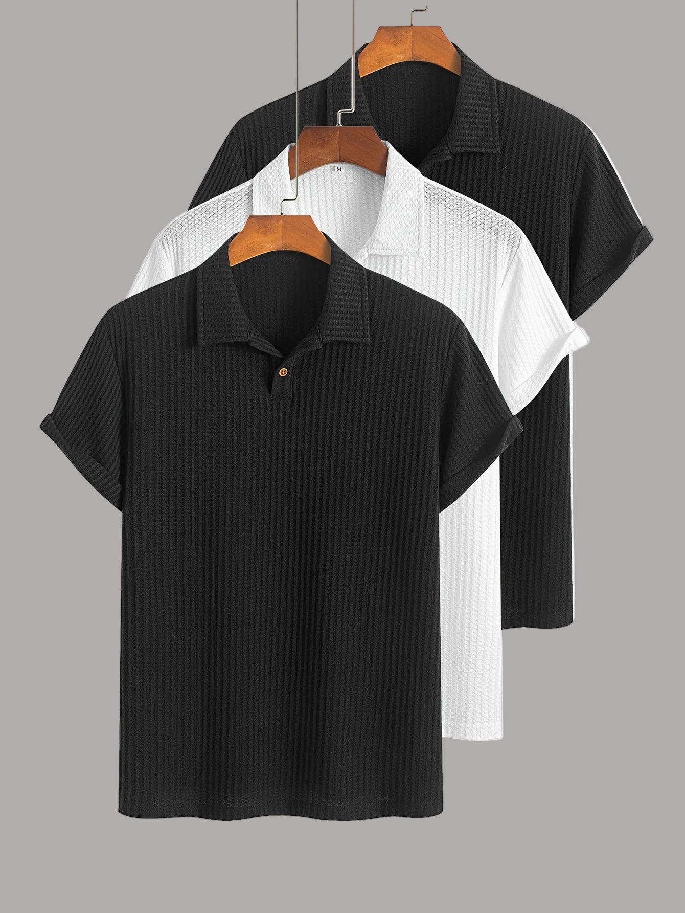 Herren Poloshirt Set Kurzarm – Klassischer Stil mit Modernem Strukturmuster, Vielseitig für Büro & Freizeit