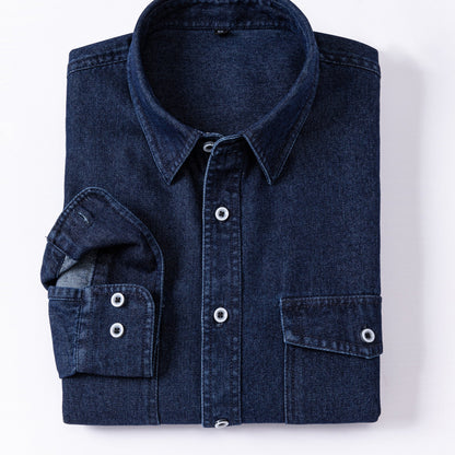 Jeanshemd Herren Langarm Regular Fit Denim-Hemd mit Brusttasche