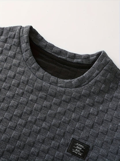 Herren T-Shirt mit Strukturmuster und modernem Patch – Freizeit & Urban Style