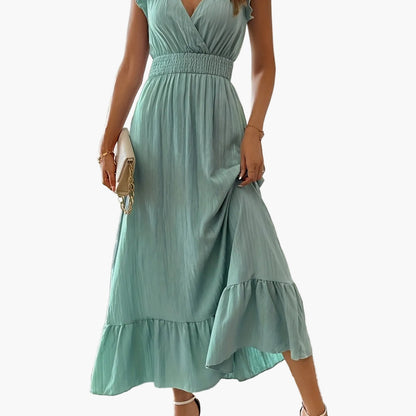 Damen Elegantes Maxikleid mit Volantärmeln und Schmeichelnder Taille – Perfekt für Sommer und besondere Anlässe