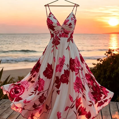 Damen Maxikleid mit romantischem Blumendruck und Eleganz für besondere Anlässe