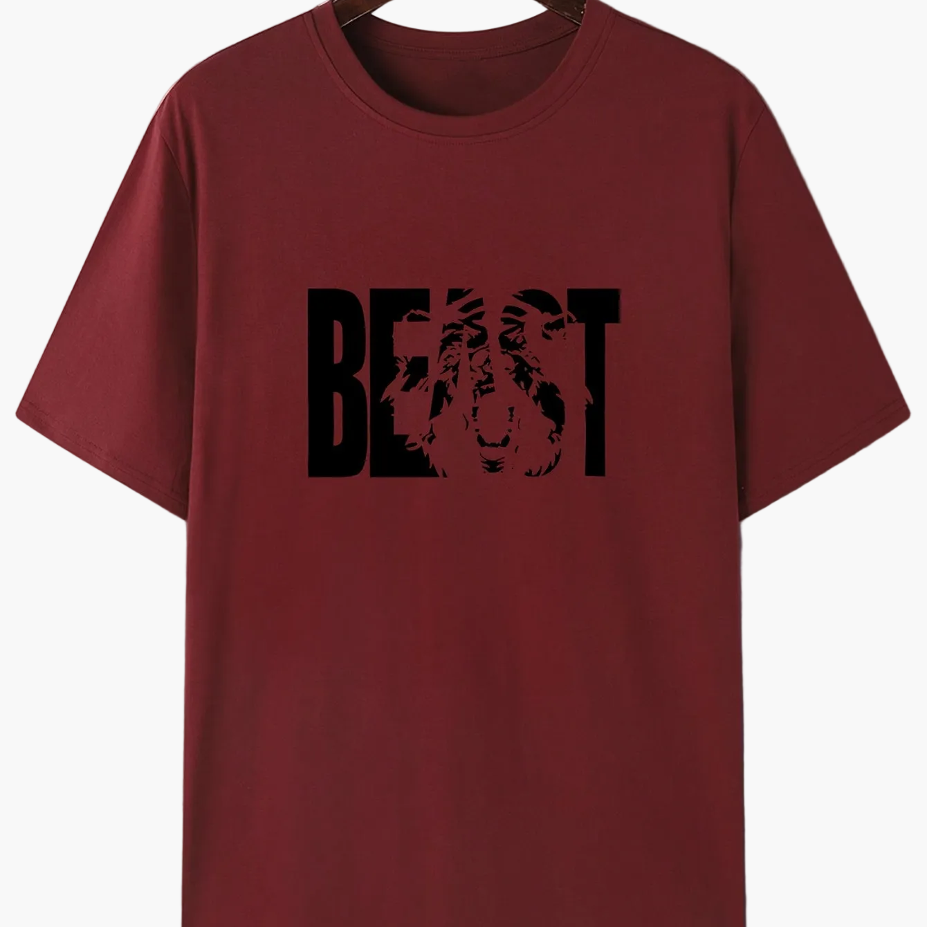 Herren T-Shirt mit "BEAST" Statement und Löwenkopf-Design – Urban Streetwear, Oversize Look