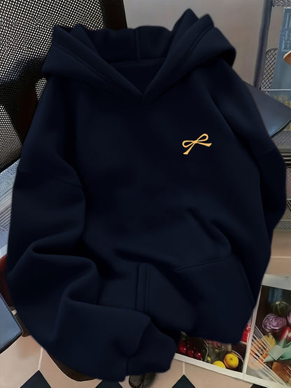 Damen Oversized Hoodie mit Schleifen-Stickerei – Lässiger Pullover für Alltag und Freizeit