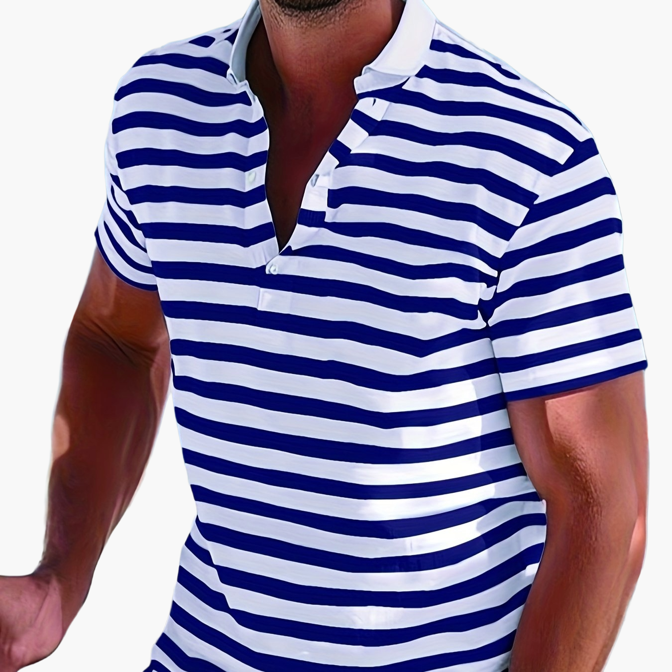 Herren Poloshirt im maritimen Streifen-Look für Freizeit und Segeln – Sommer Casual Polo